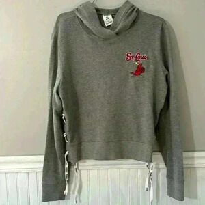 PINK Victoria's Secret St Louis Cardinals Gray Hooded Shirt w/Side Ties Sz M